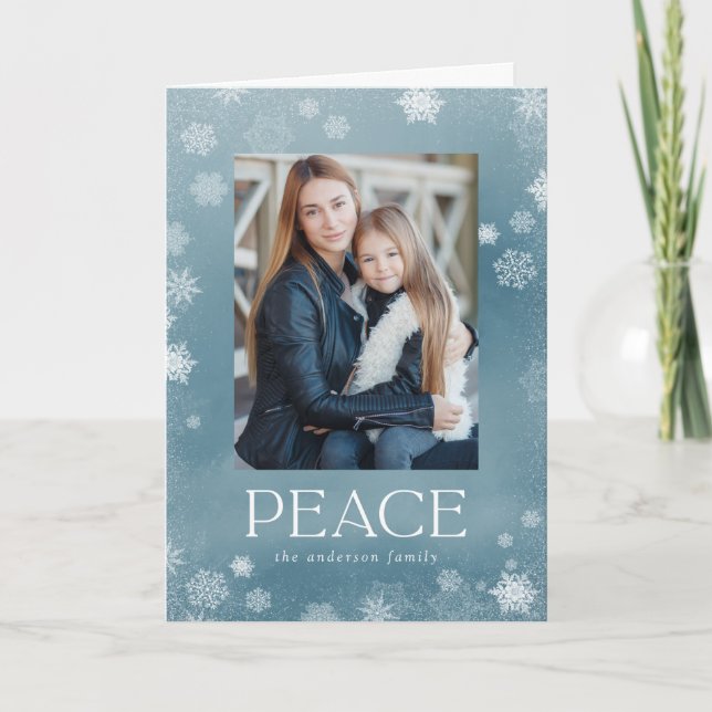 Cartes Pour Fêtes Annuelles Paix Froide Icy Bleu Aquarelle Photo de vacances (Devant)