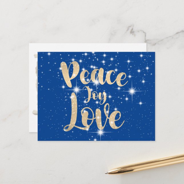 Cartes Pour Fêtes Annuelles Paix Joie Amour En Étoiles (Devant/Arrière en situation)
