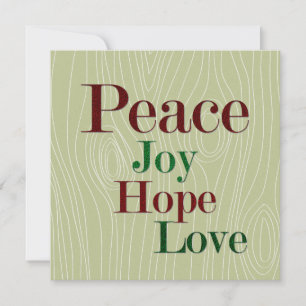 Cartes Pour Fêtes Annuelles Paix, Joie, Espoir & Amour