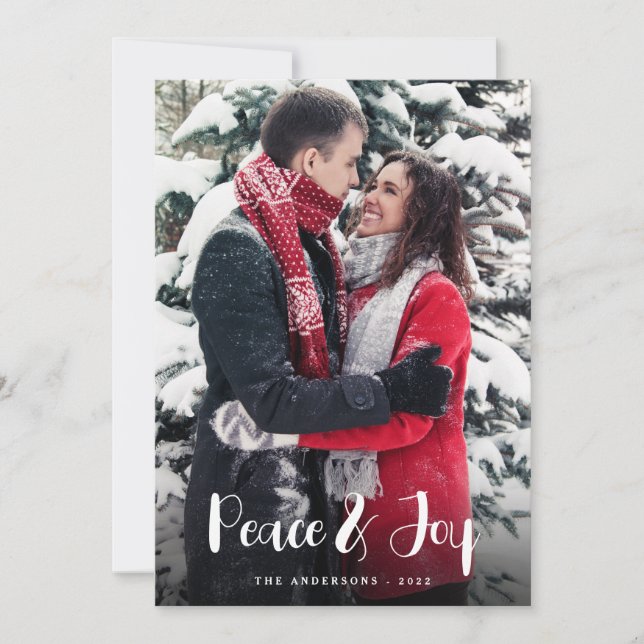 Cartes Pour Fêtes Annuelles Paix & Joie Photo Vertical Noël (Devant)