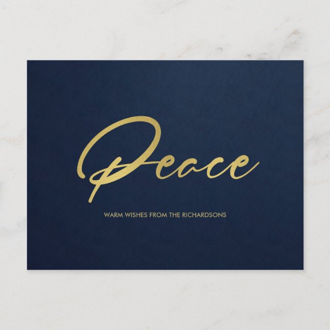 CARTES POUR FÊTES ANNUELLES PAIX MINIMALE DE CALLIGRAPHIE DE MARINE D'OR (Devant)