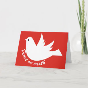 Cartes Pour Fêtes Annuelles Paix moderne sur terre colombe blanche Noël rouge