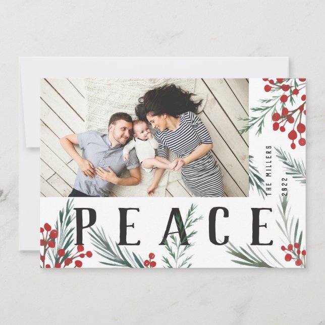 Cartes Pour Fêtes Annuelles Paix photo typographique Botanique (Devant)