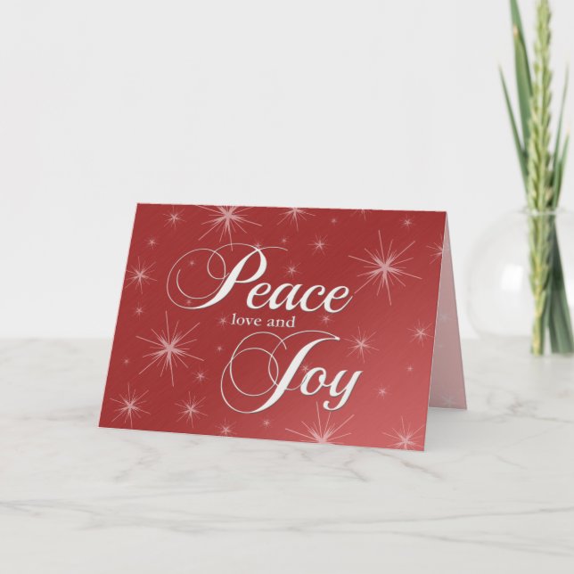 Cartes Pour Fêtes Annuelles Paix rouge chaleureuse, amour et joie (Devant)