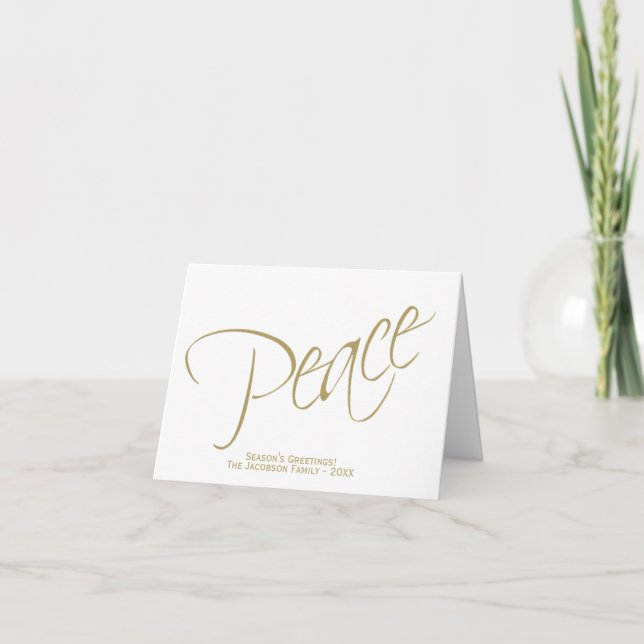 Cartes Pour Fêtes Annuelles Paix. Simple Elegant Minimal Gold & White Photo (Devant)
