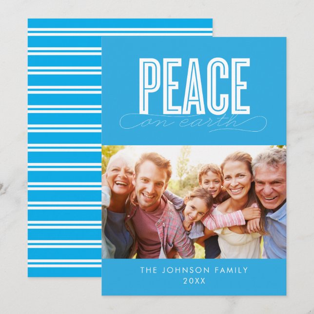 CARTES POUR FÊTES ANNUELLES PAIX SUR LA TERRE FAMILLE PHOTO NOËL (Devant / Derrière)