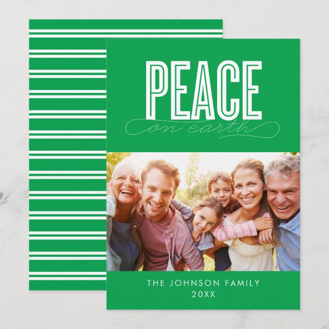 CARTES POUR FÊTES ANNUELLES PAIX SUR LA TERRE FAMILLE PHOTO NOËL (Devant / Derrière)