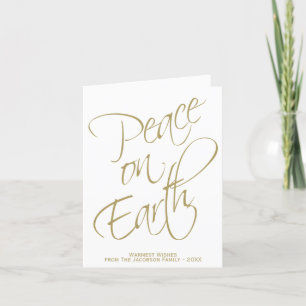 Cartes Pour Fêtes Annuelles Paix sur l'or de la terre et Noël minimal blanc