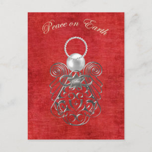 Cartes Pour Fêtes Annuelles Paix sur Terre - Ange de Noël de la Paix - Rouge