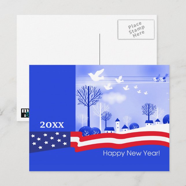 Cartes Pour Fêtes Annuelles Paix sur Terre. Année personnalisée Nouvel An patr (Devant / Derrière)