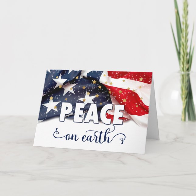 Cartes Pour Fêtes Annuelles Paix sur Terre Drapeau américain Patriotique avec  (Devant)
