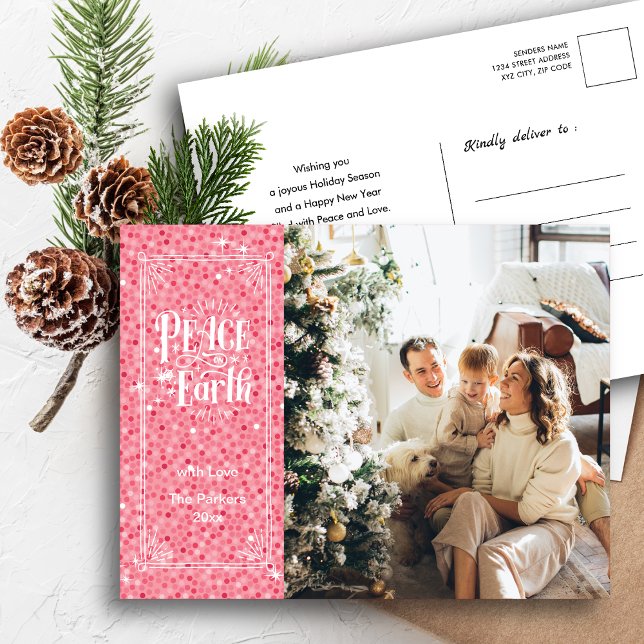 Cartes Pour Fêtes Annuelles Paix sur Terre Étincelle Parties scintillant rose  (Créateur téléchargé)