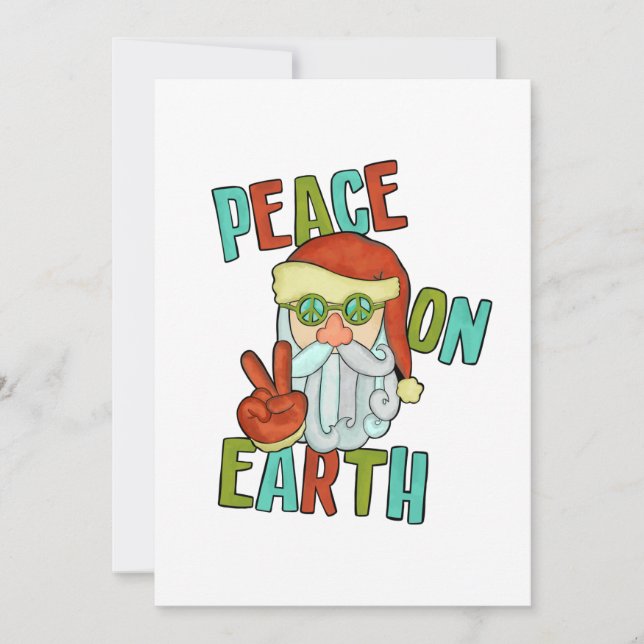 Cartes Pour Fêtes Annuelles Paix sur Terre Hippie Père Noël (Devant)