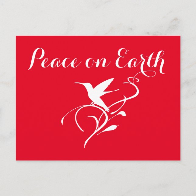 Cartes Pour Fêtes Annuelles Paix sur Terre Noël Colibri Minimal Rouge (Devant)
