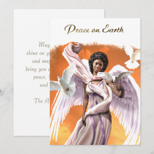 Cartes Pour Fêtes Annuelles Paix sur Terre. Noël de l'Ange Africain-Américain