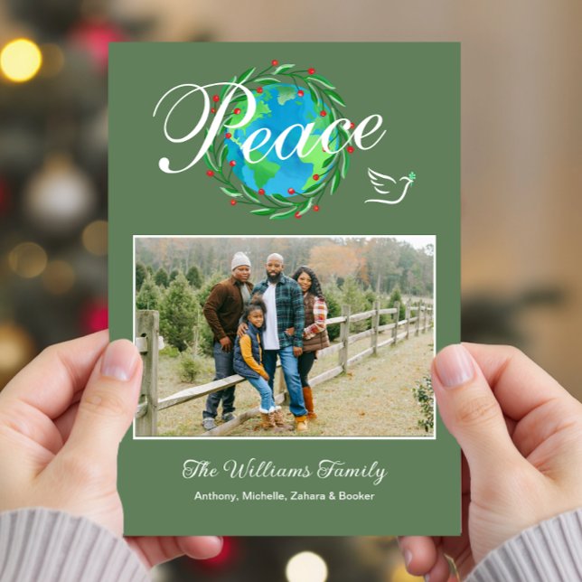 Cartes Pour Fêtes Annuelles Paix sur Terre Noël Photo personnalisée (Créateur téléchargé)
