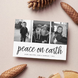Cartes Pour Fêtes Annuelles Paix sur Terre Photo Black & White Holiday 3