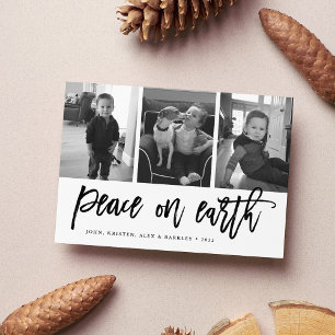 Cartes Pour Fêtes Annuelles Paix sur Terre   Photo Black & White Holiday 3