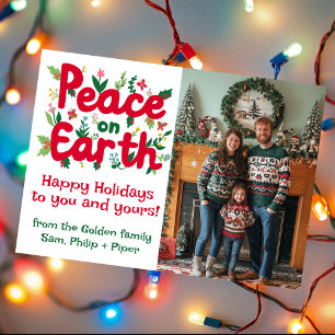 Cartes Pour Fêtes Annuelles PAIX SUR TERRE PHOTO PERSONNALISÉE Fêtes de Noël