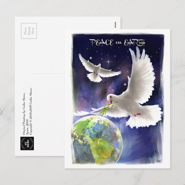 Cartes Pour Fêtes Annuelles Paix sur Terre. Post-cards de la paix (Devant / Derrière)