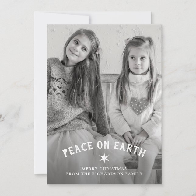 Cartes Pour Fêtes Annuelles Paix sur Terre pour Noël | Étoile et photo (Devant)