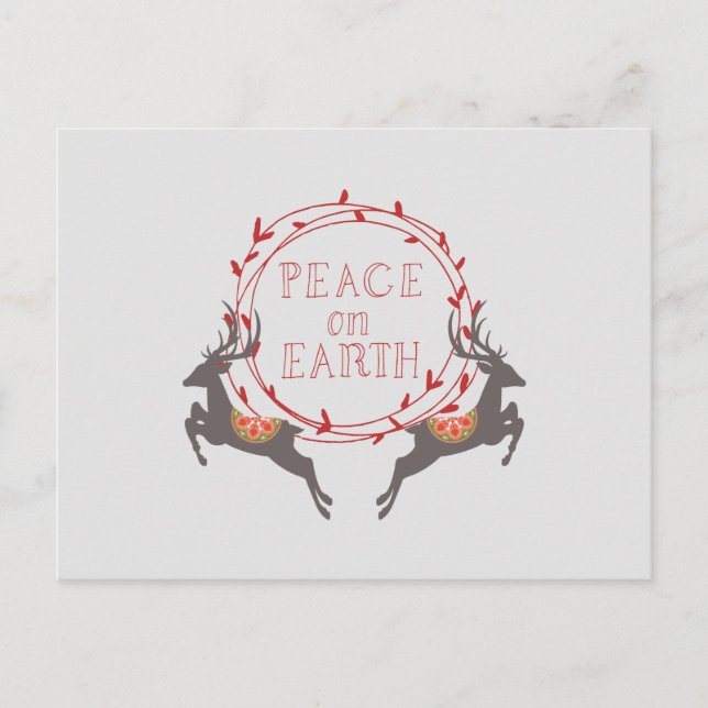 Cartes Pour Fêtes Annuelles Paix sur Terre Reindee (Devant)