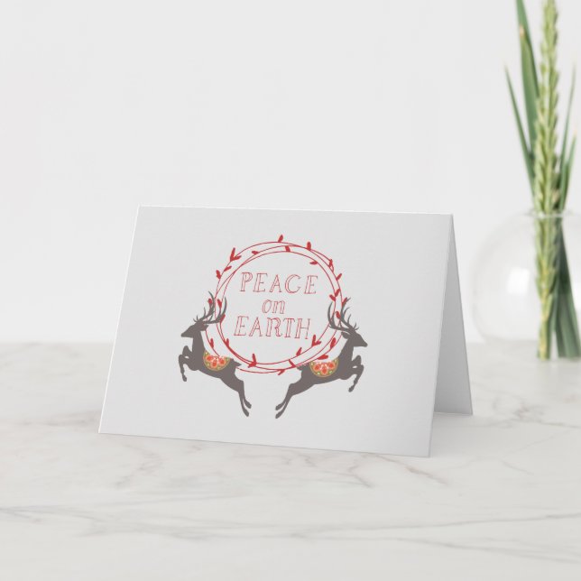 Cartes Pour Fêtes Annuelles Paix sur Terre Reindee vacances (Devant)