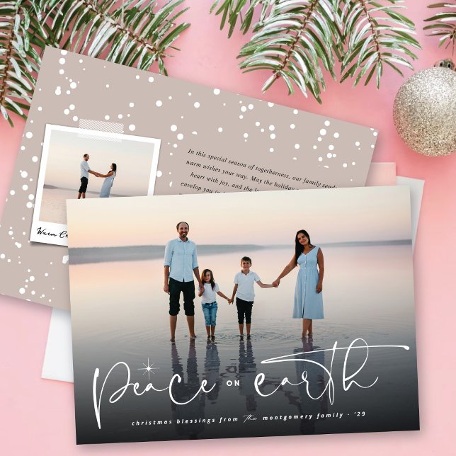 Cartes Pour Fêtes Annuelles Paix sur Terre Scénario Religieux Photo de Noël (Créateur téléchargé)