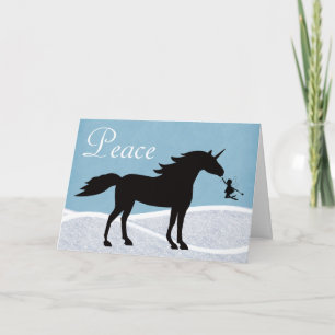 Cartes Pour Fêtes Annuelles Paix Unicorne et Fée Fête d'hiver Noël