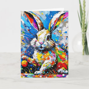 Cartes Pour Fêtes Annuelles Palette de paille Lapin de Pâques avec oeufs