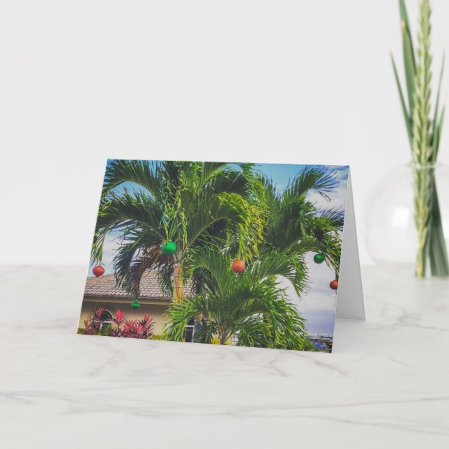 Cartes Pour Fêtes Annuelles Palmier avec des ornements (Devant)