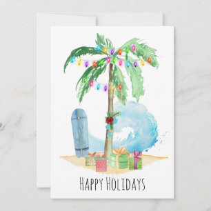 Cartes Pour Fêtes Annuelles Palmier de Noël Joyeuse plage de vacances
