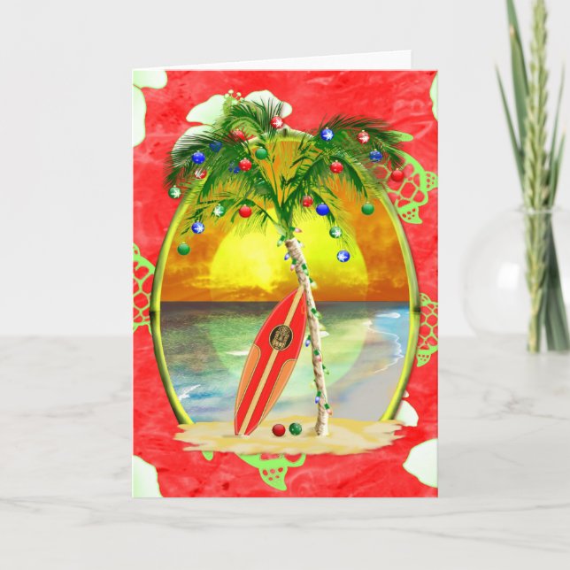 Cartes Pour Fêtes Annuelles Palmier de Noël tropical (Devant)
