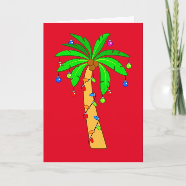 Cartes Pour Fêtes Annuelles Palmier décoré pour Noël (Devant)
