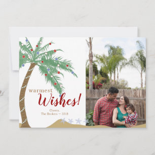 Cartes Pour Fêtes Annuelles Palmier le plus chaud voeux de vacances Photo