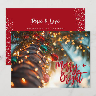 Cartes Pour Fêtes Annuelles Palmier Merry + Bright et Ornement Plat