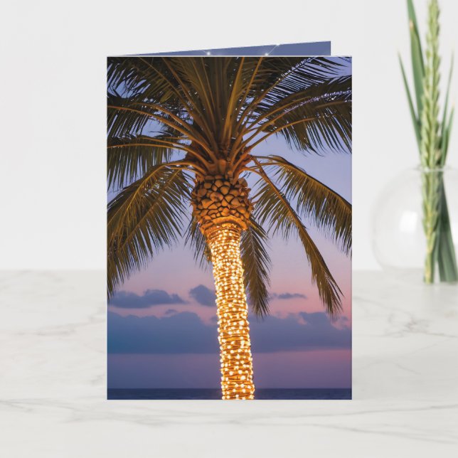 Cartes Pour Fêtes Annuelles Palmiers De Noël Avec Lumières (Devant)