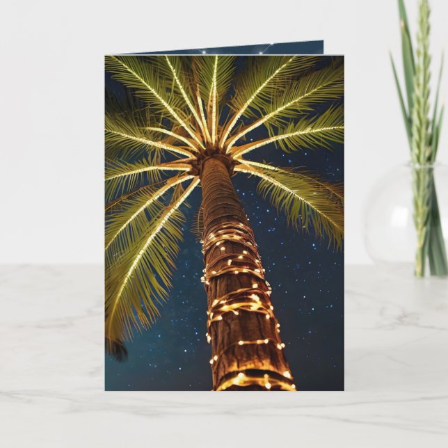 Cartes Pour Fêtes Annuelles Palmiers De Noël Avec Lumières (Devant)