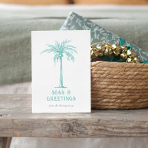 Palmiers tropicaux Mer et voeux Noël