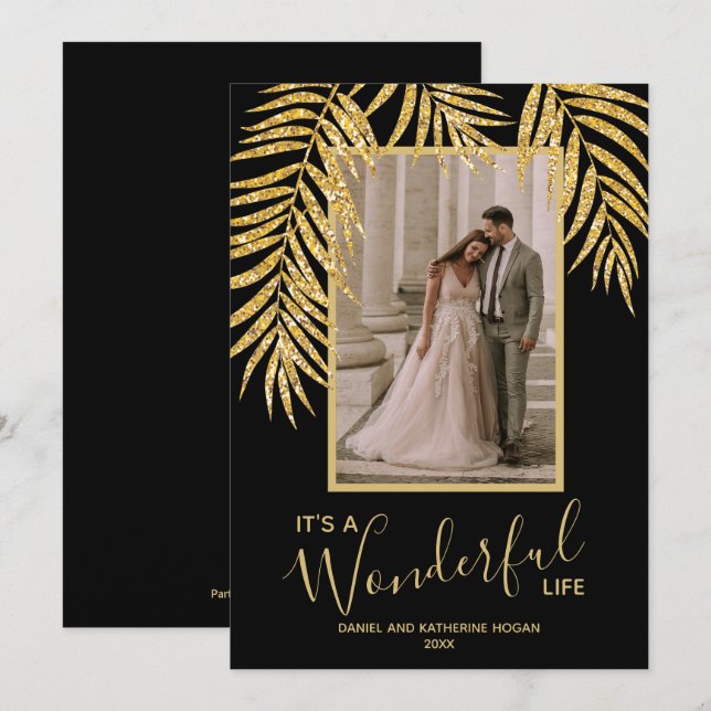 Cartes Pour Fêtes Annuelles Palmiers tropicaux Photo de Noël (Devant / Derrière)