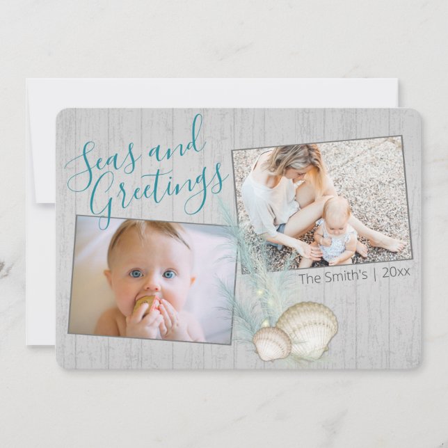 Cartes Pour Fêtes Annuelles Pampas Grass Rustic Beach Photo de vacances (Devant)