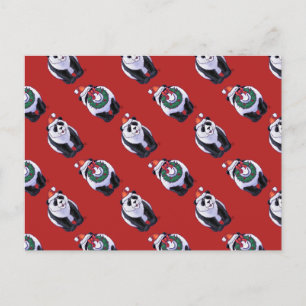 Cartes Pour Fêtes Annuelles Panda Bear Christmas On Red