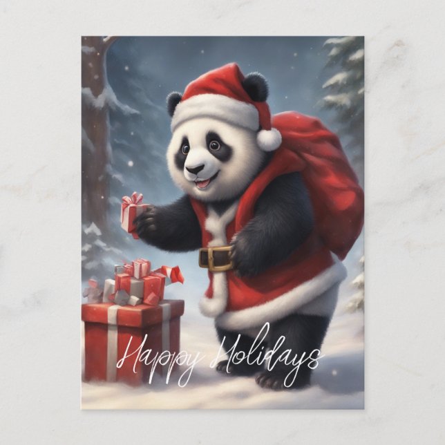 Cartes Pour Fêtes Annuelles Panda Bear Père Noël (Devant)
