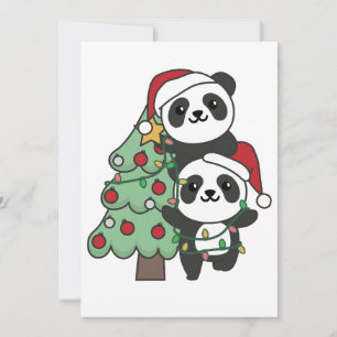 Cartes Pour Fêtes Annuelles Panda Christmas Tree Animaux de Noël Pandas