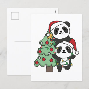 Cartes Pour Fêtes Annuelles Panda Christmas Tree Animaux de Noël Pandas