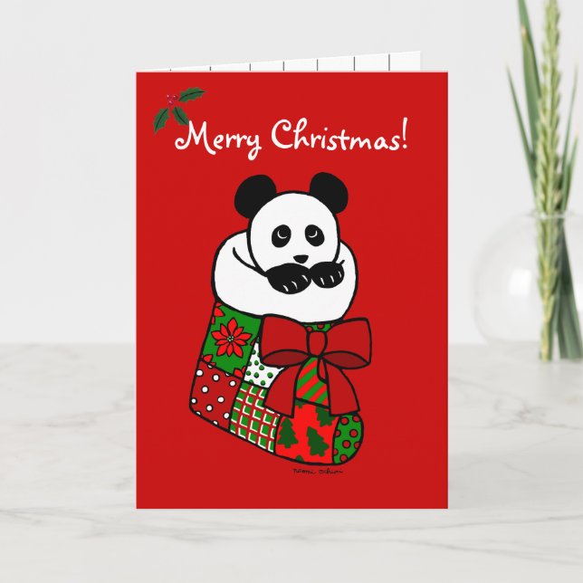 Cartes Pour Fêtes Annuelles Panda de Noël Stocker (Devant)