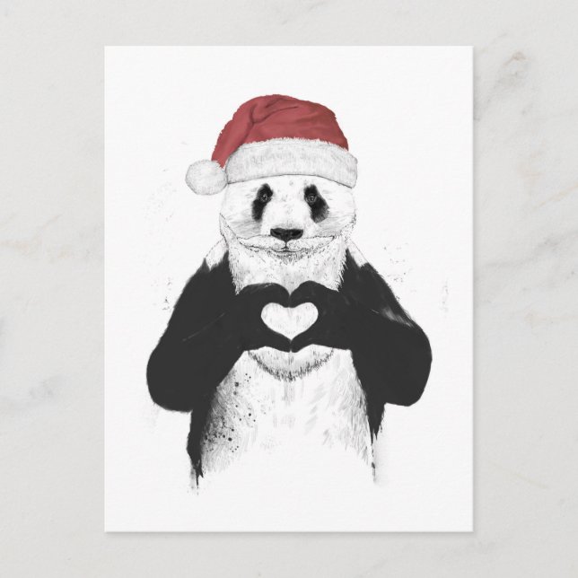 Cartes Pour Fêtes Annuelles Panda de Père Noël (Devant)