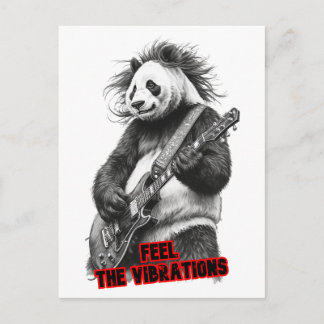 Cartes Pour Fêtes Annuelles Panda joue de la guitare, dit : Ressentez les vibr
