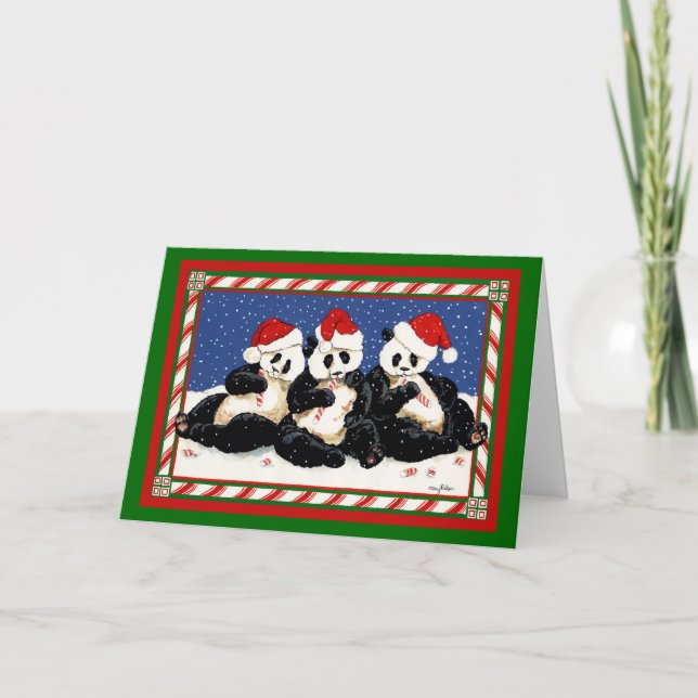 CARTES POUR FÊTES ANNUELLES PANDA NOËL (Devant)
