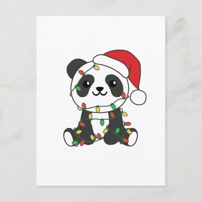 Cartes Pour Fêtes Annuelles Panda Noël Animaux d'hiver Pandas (Devant)